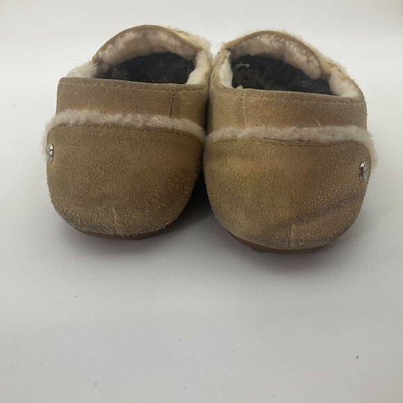 UGG Womens 10 Hailey Cream Tan Suede Shearling Flats Moccasin Slippers - Picture 5 of 14